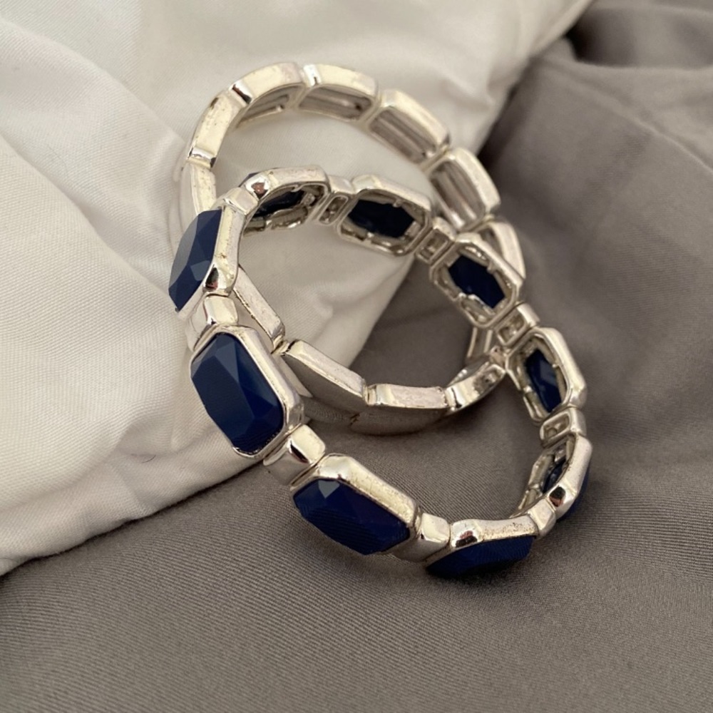 Charming Charlie silver and blue bracelets